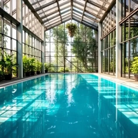 swimming pool inside greenhouse