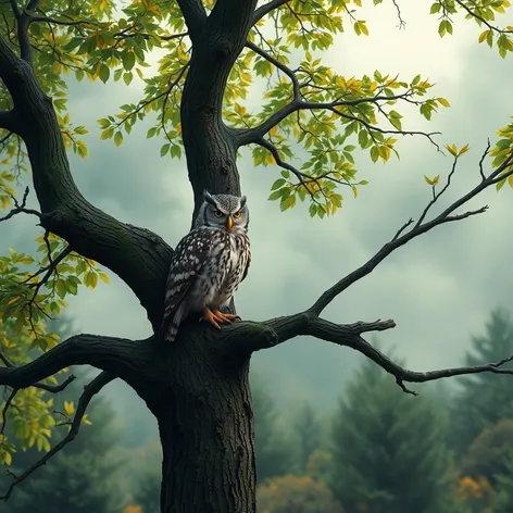 tree and owl tattoo