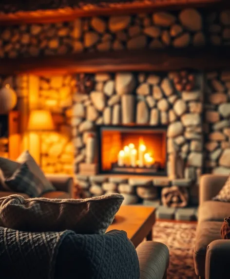 candles in fireplace