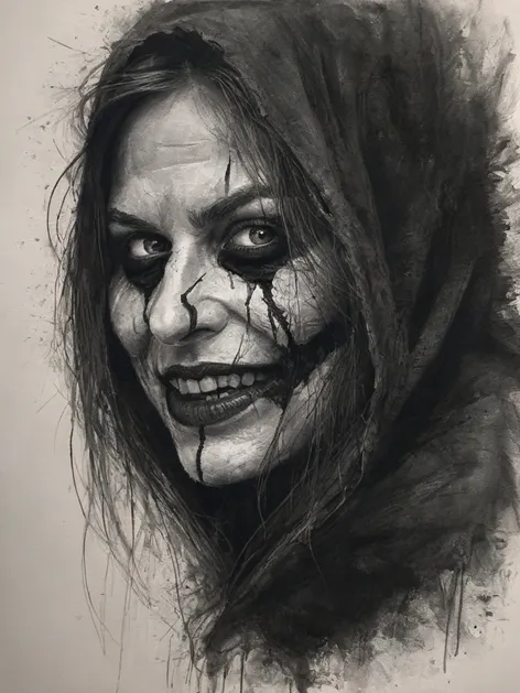 scary face drawing