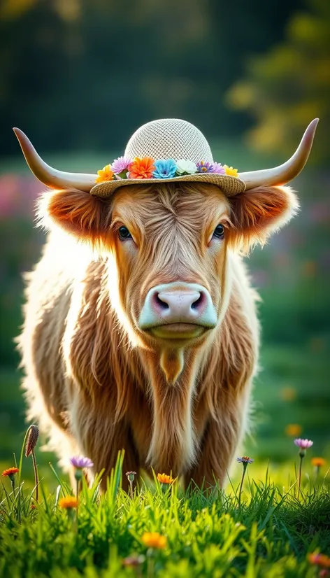 highland cow spring hat