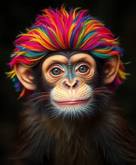 monkey wearing a wig