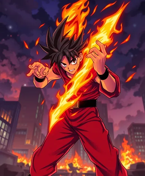 anime character with fire