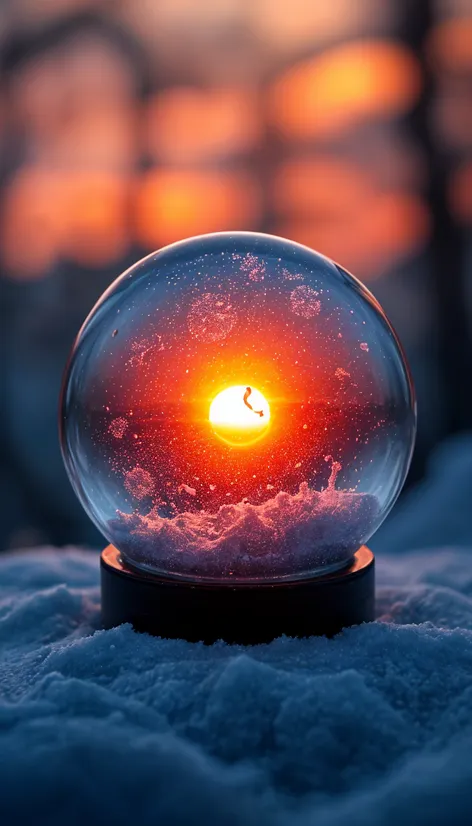 snow globe with sunset