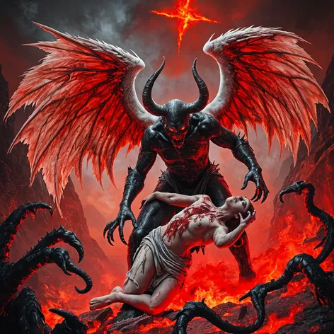 Demons eating a angel