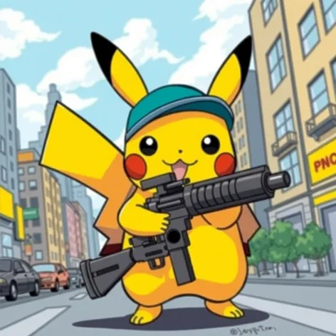 pikachu with a gun