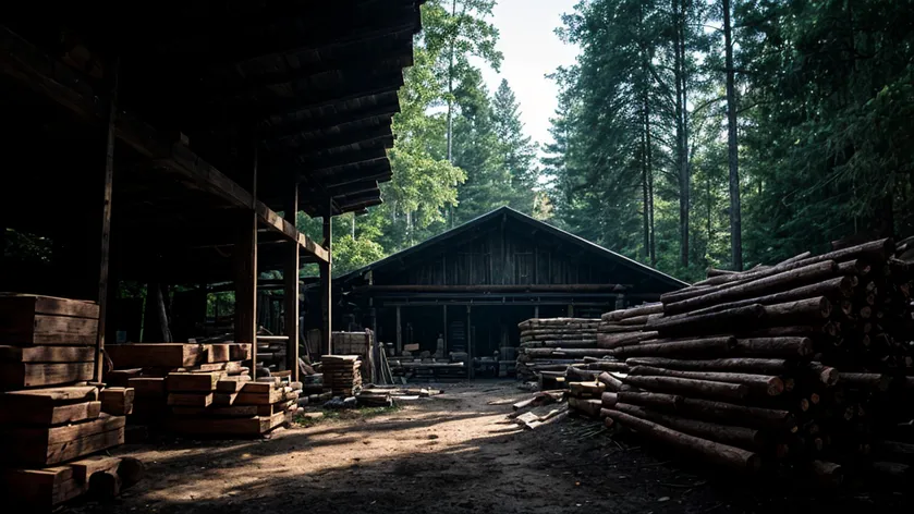 lumber yard in forest