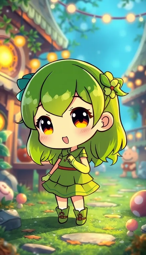 cute green chibi girl