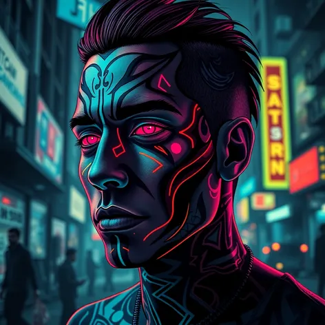 cyberpunk face tattoos