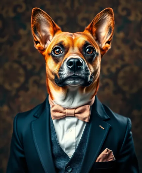 dog in suit painting