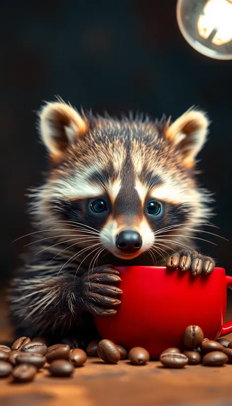 a caffeinated raccoon