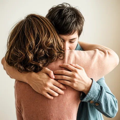 Two person hug each