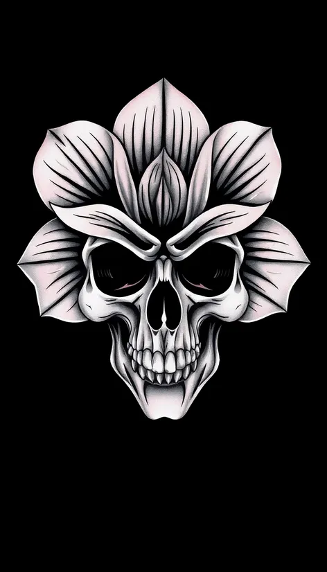 skull flower tattoo