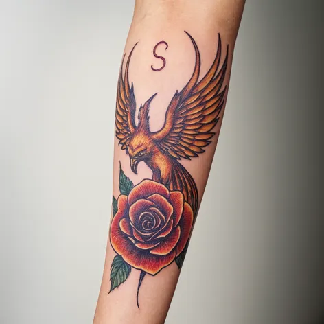 Forearm tattoo of phoenix