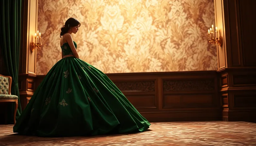 green ball gown