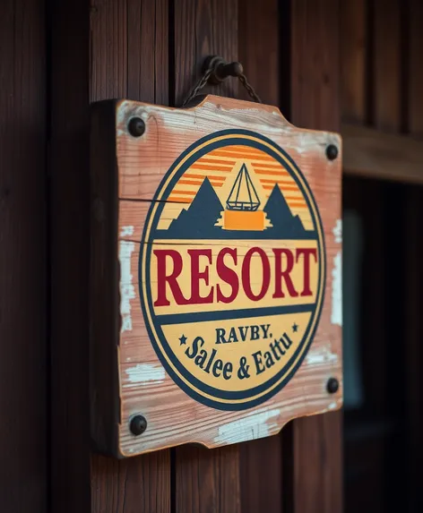 old resort wooden sign