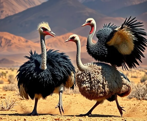 fighting ostrich emu