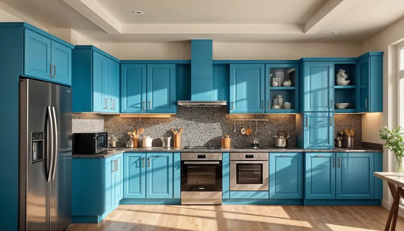 blue kitchen cabinets