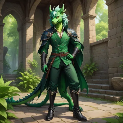 Anthro handsome green male