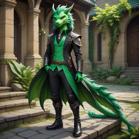 Anthro handsome green male