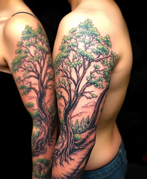 sleeve tattoos with trees