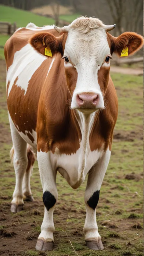 brown and white cow