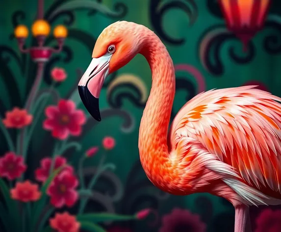 art deco flamingo