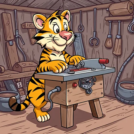 cartoon tiger operating table