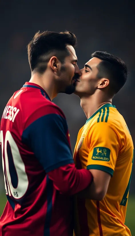 messi kissing ronaldo