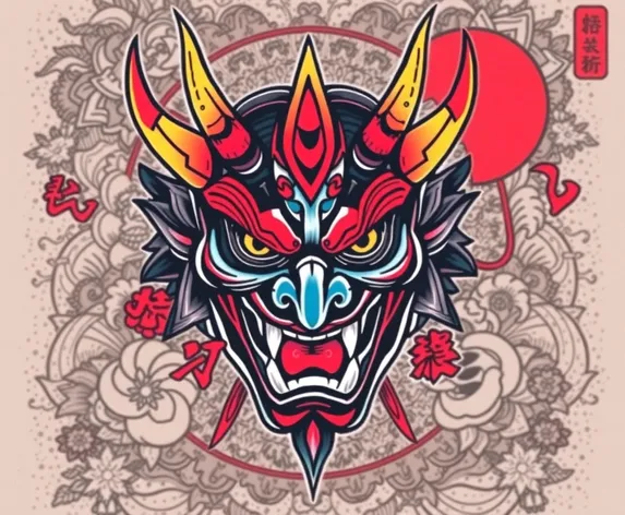 demon japanese mask tattoo