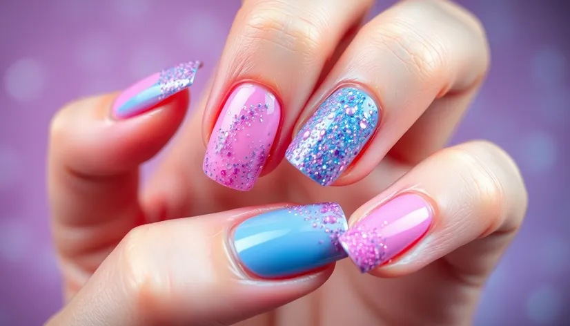 pink and blue nail