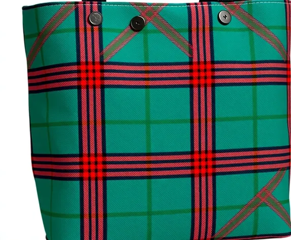 abstract plaid canvas tote