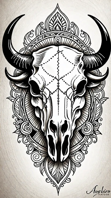 bison skull tattoo