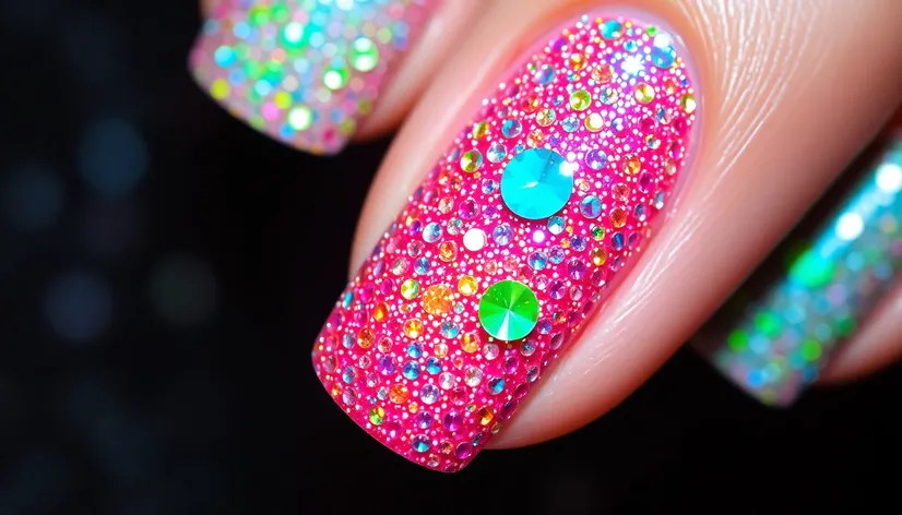 rhinestone nail polish long