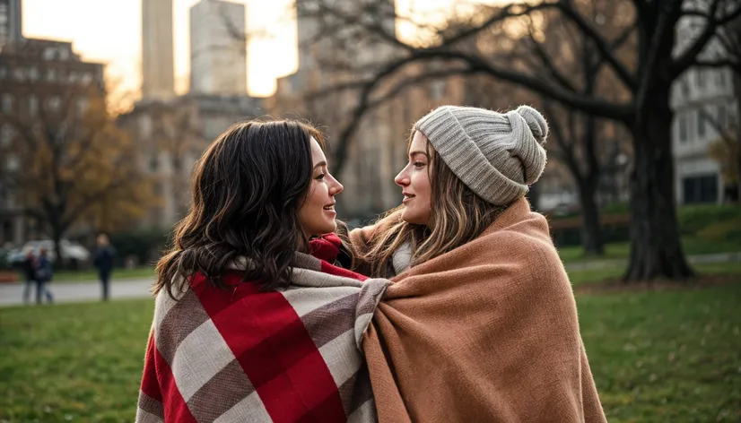 nyc couple under blanket