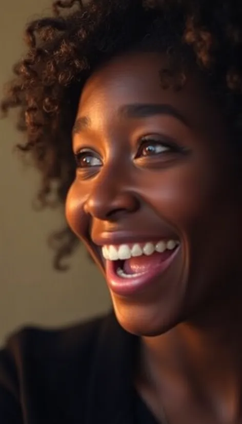 black woman looking happily