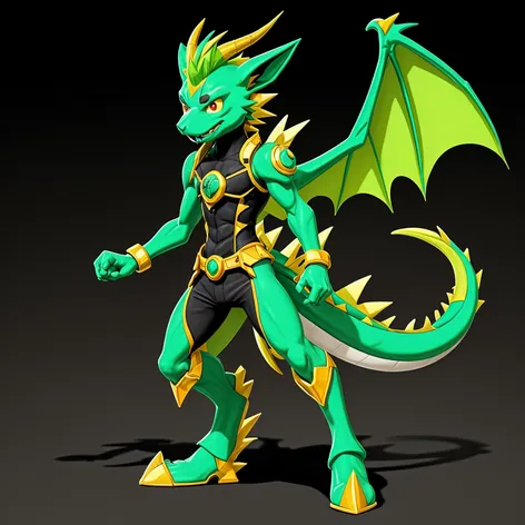 Anthro green male dragon