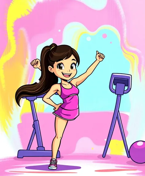 girl exercise cartoon