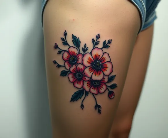 tattoo flowers on thigh