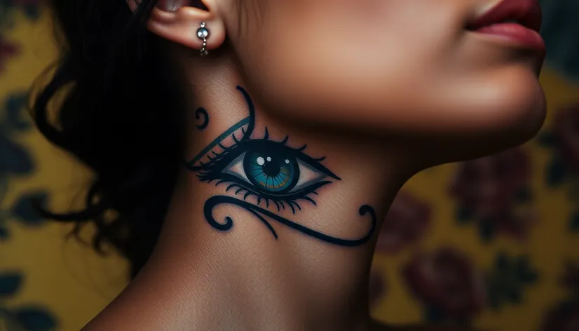 eye neck tattoo