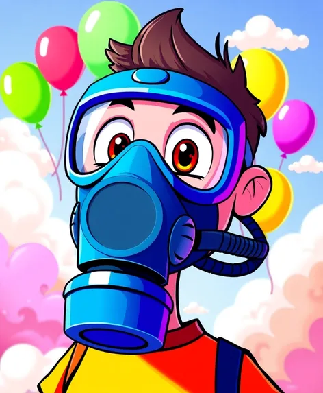 cartoon with gas mask