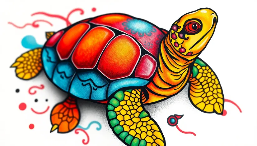 colored turtle tattoo