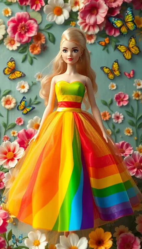 barbie doll rainbow dress