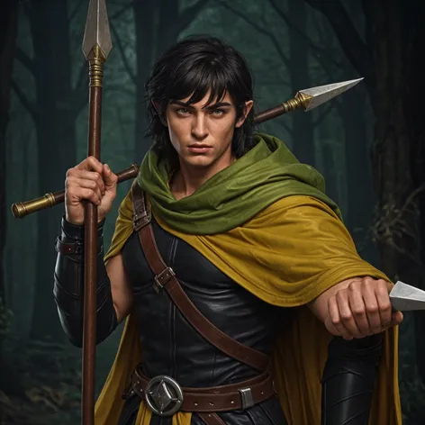 Half-elven fighter. Male, black