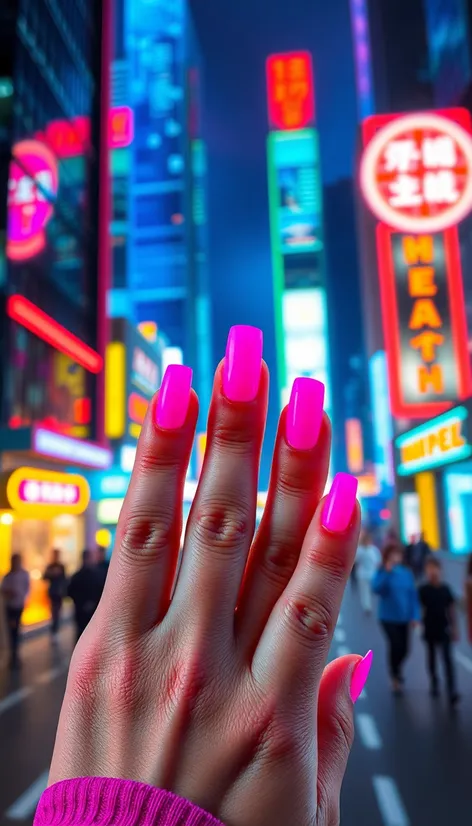 neon pink nail polish