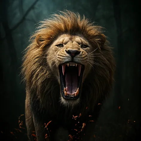 Lion roaring blood kill