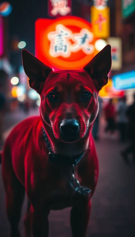 lighted red dog signtake