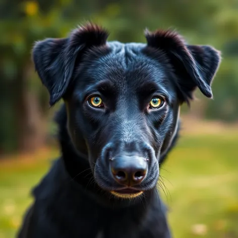 black dog with green