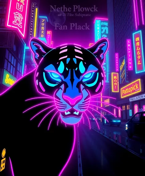 neon panther outline png