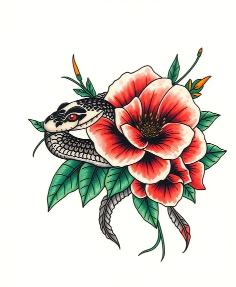 snake flower tattoo